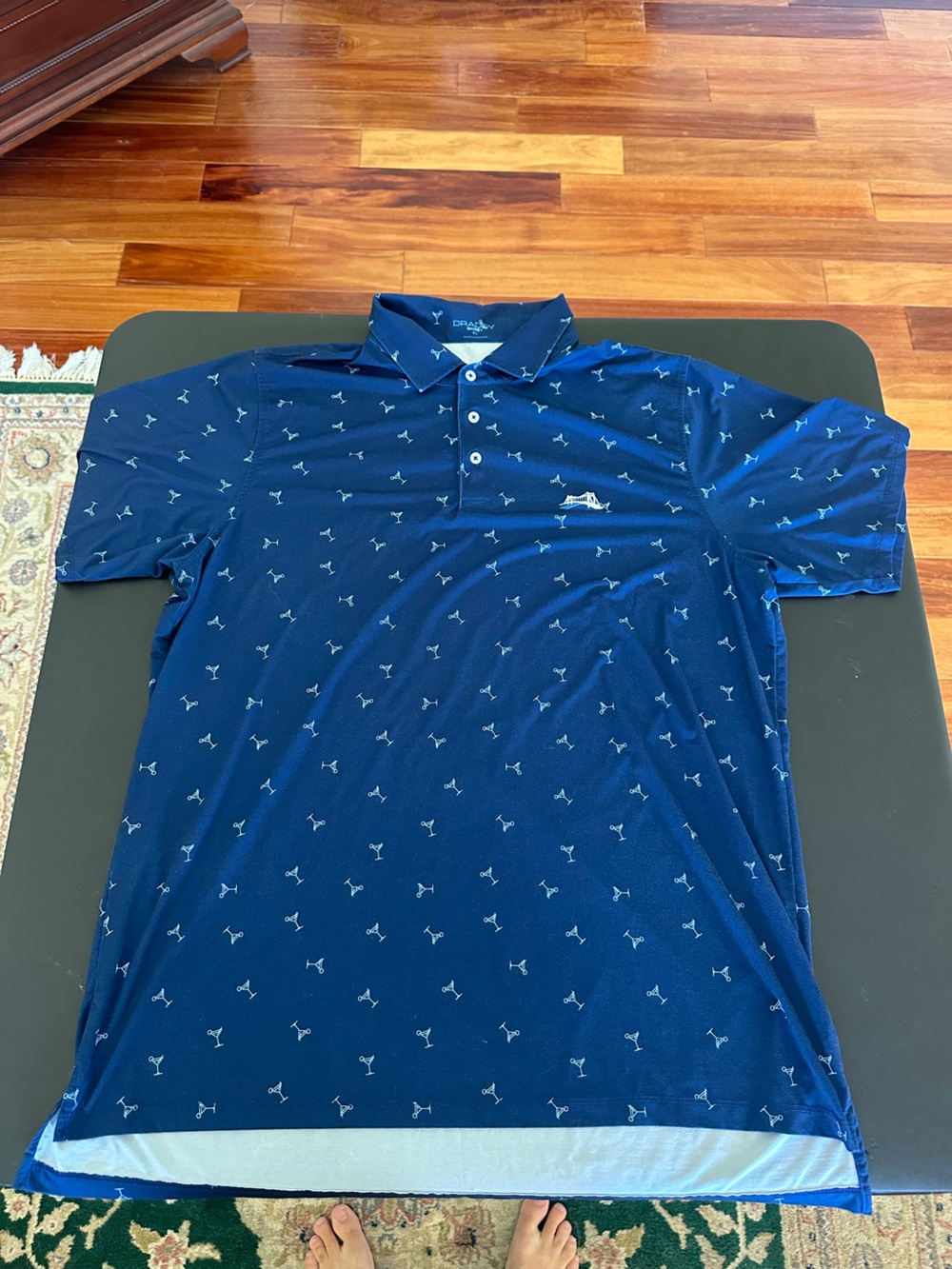 B. Draddy Sport Men’s Navy Blue Martini Printed Golf Polo Size XL